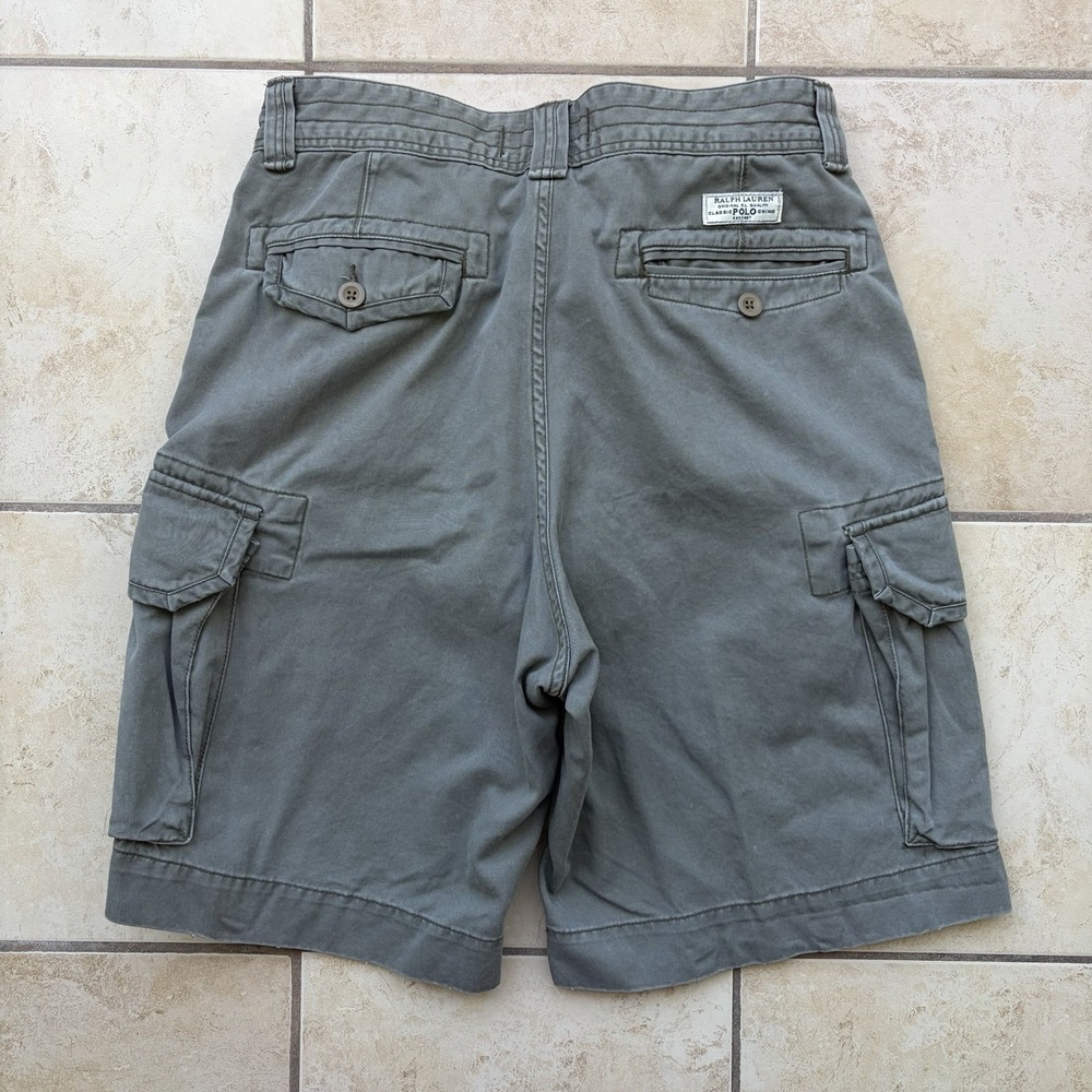Polo Ralph Lauren Cargo Shorts Mens 33 Gray 10" Canvas Heavy Cotton Utility Y2K - Picture 3 of 8